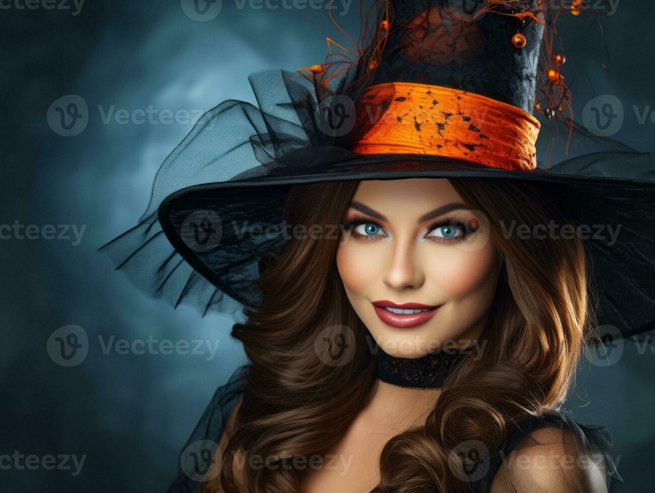 Woman dressed as a witch for Halloween AI Generative photo