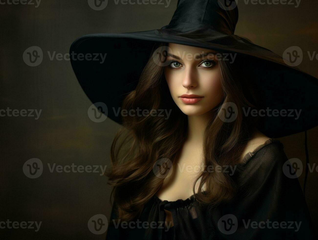 Woman dressed as a witch for Halloween AI Generative photo