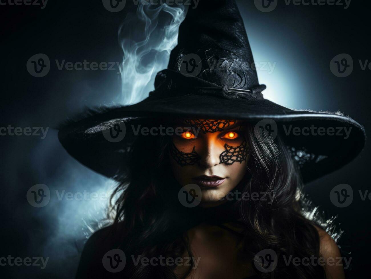 Woman dressed as a witch for Halloween AI Generative photo