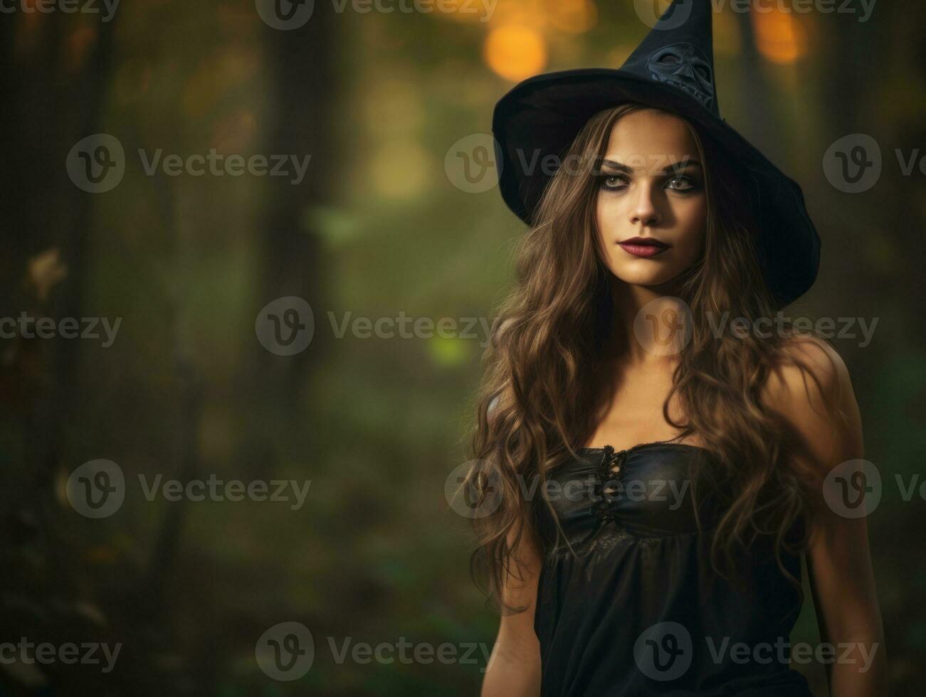 Woman dressed as a witch for Halloween AI Generative photo