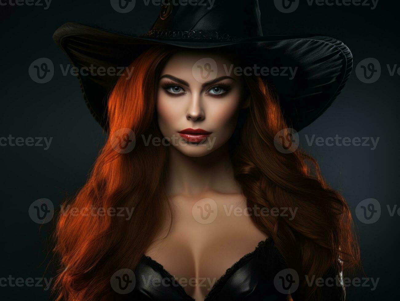 Woman dressed as a witch for Halloween AI Generative photo