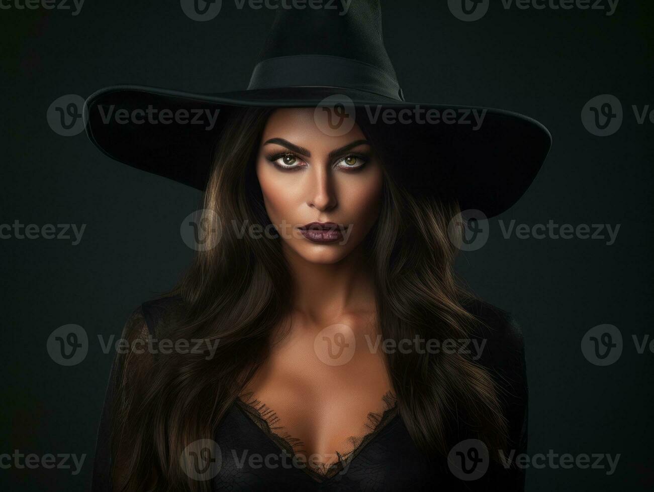 Woman dressed as a witch for Halloween AI Generative photo