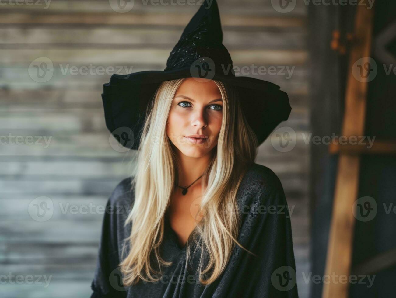 Woman dressed as a witch for Halloween AI Generative photo
