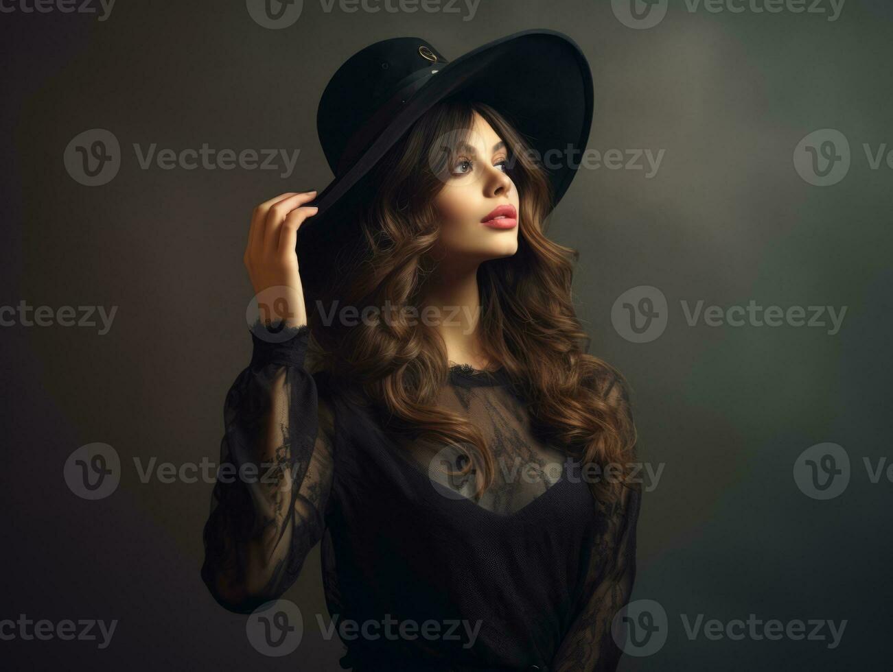 Woman dressed as a witch for Halloween AI Generative photo