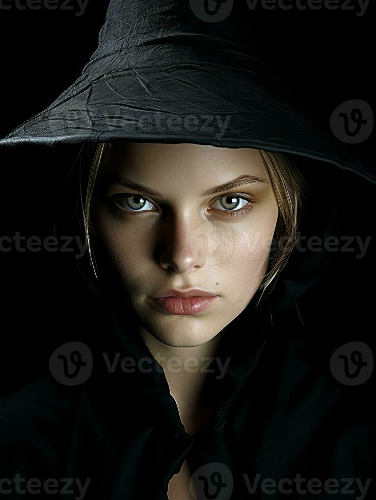 Woman dressed as a witch for Halloween AI Generative photo