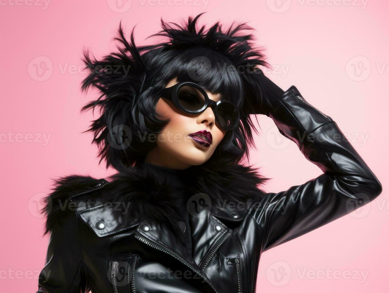 Woman in a Halloween costume with a playful pose AI Generative photo