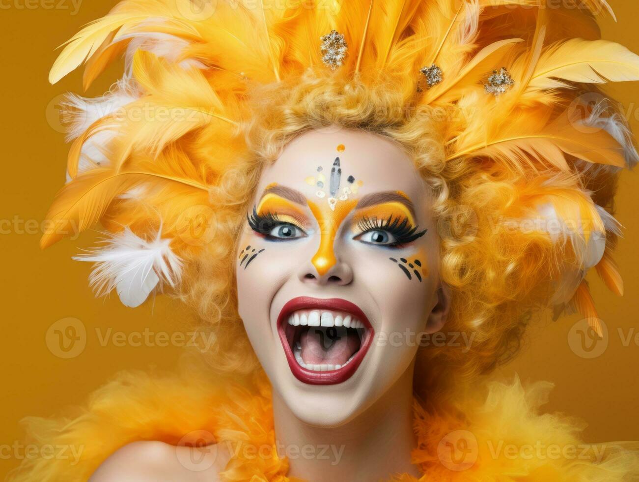 Woman in a Halloween costume with a playful pose AI Generative photo