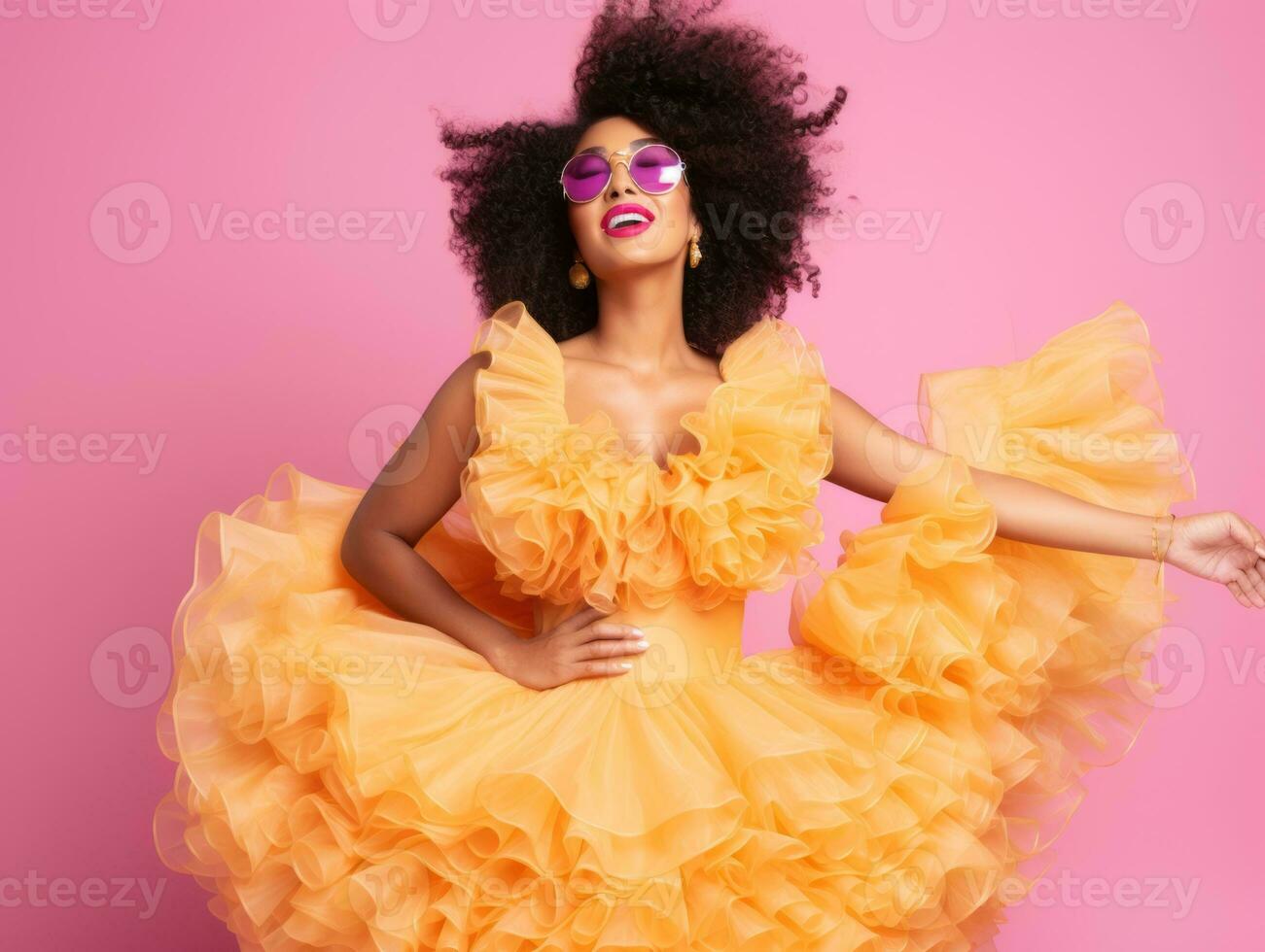 Woman in a Halloween costume with a playful pose AI Generative photo
