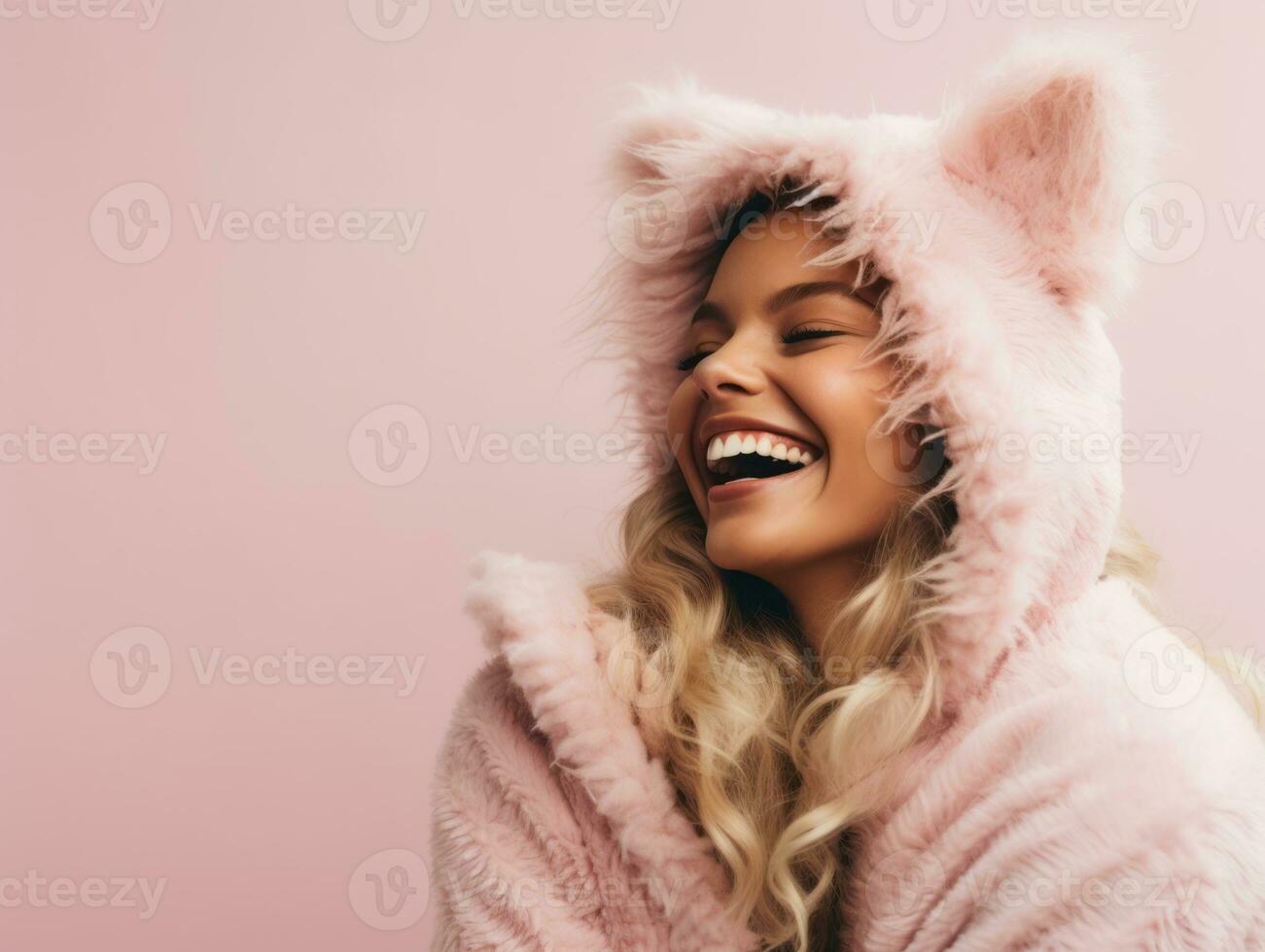 Woman in a Halloween costume with a playful pose AI Generative photo