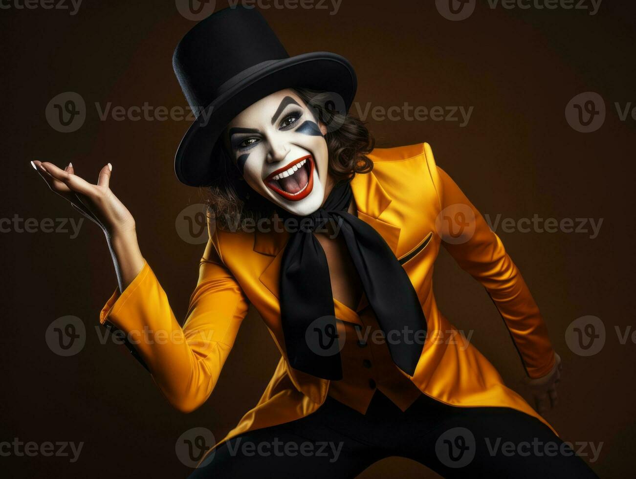Woman in a Halloween costume with a playful pose AI Generative photo