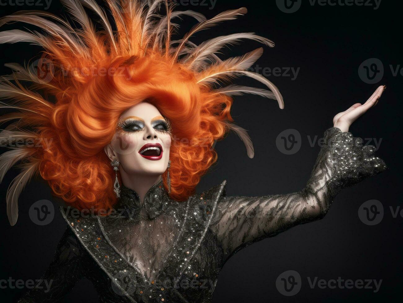 Woman in a Halloween costume with a playful pose AI Generative photo