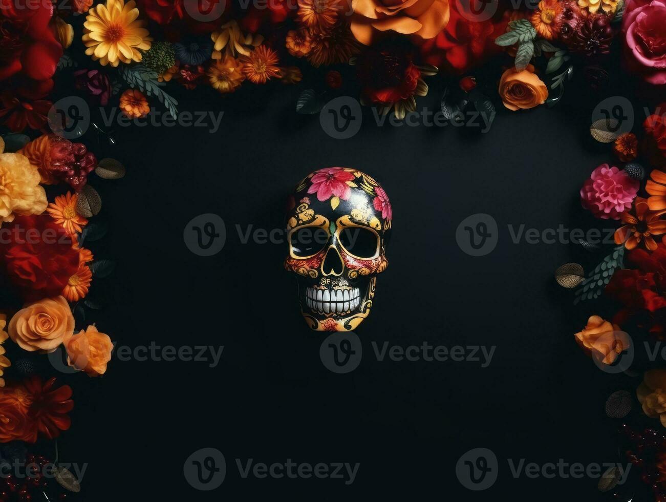 Day of the Dead composition with copy space AI Generative photo