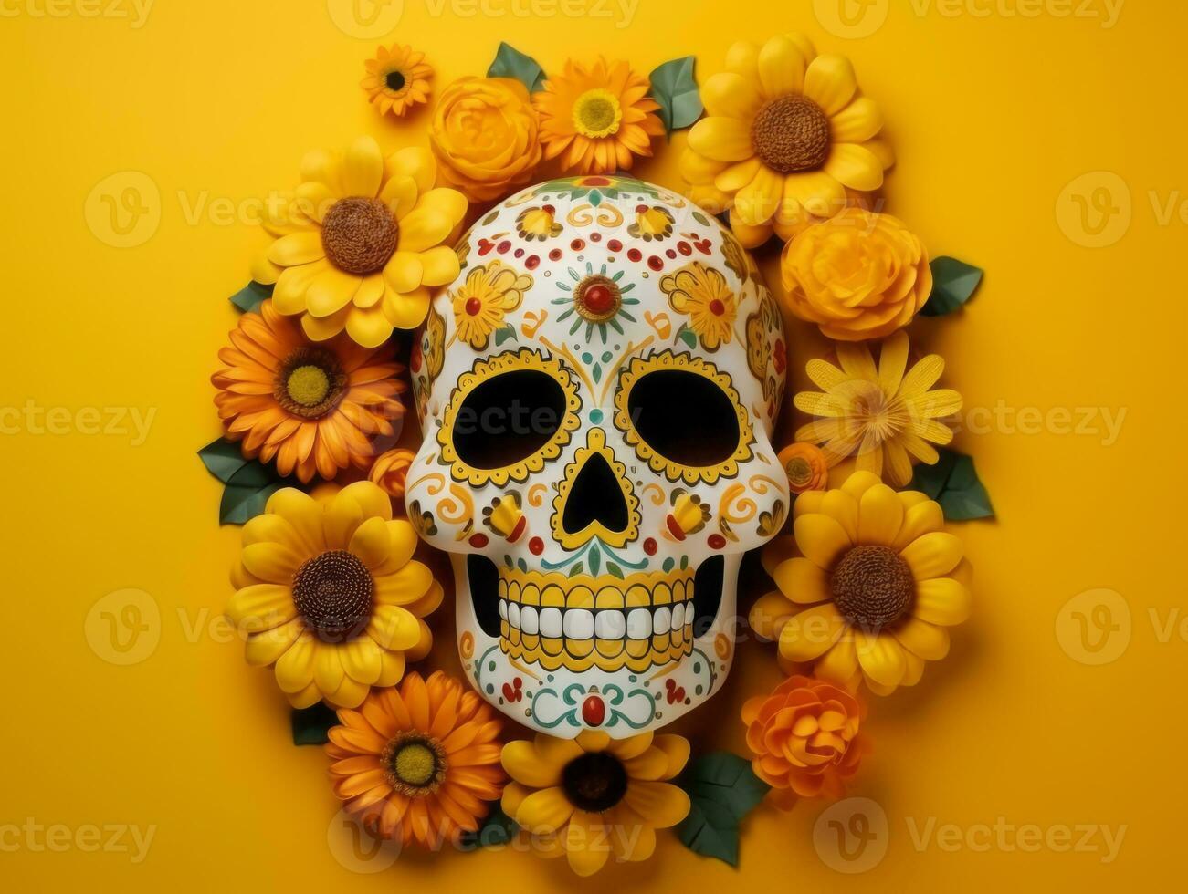 Day of the Dead composition with copy space AI Generative photo