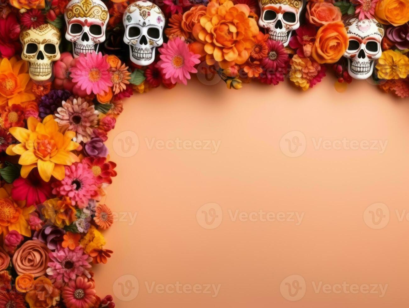 Day of the Dead composition with copy space AI Generative photo