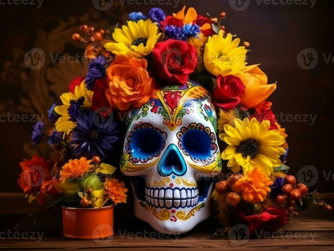 Day of the Dead composition with copy space AI Generative photo