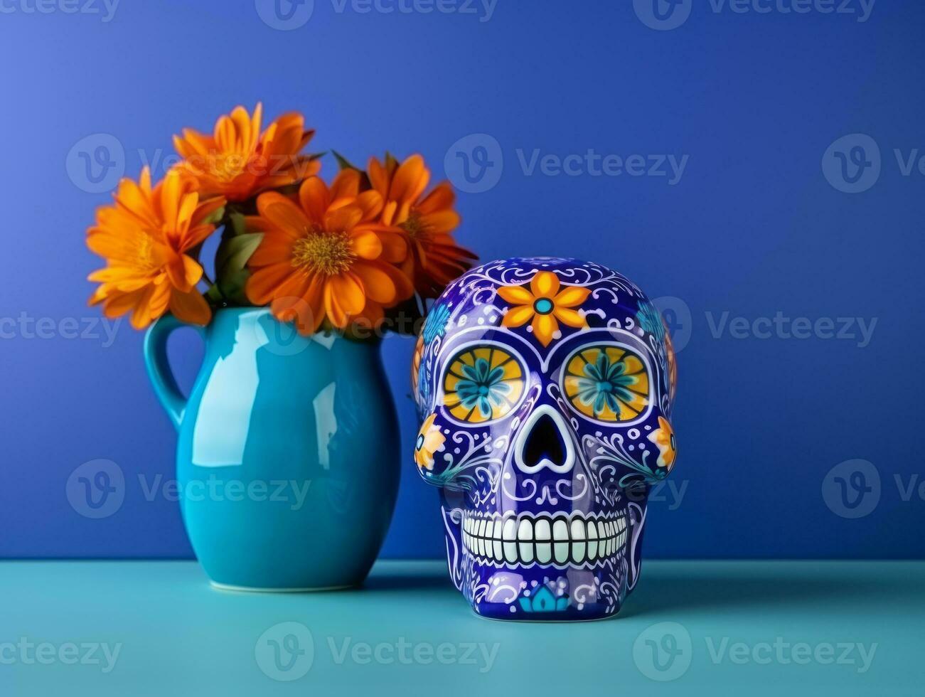 Day of the Dead composition with copy space AI Generative photo