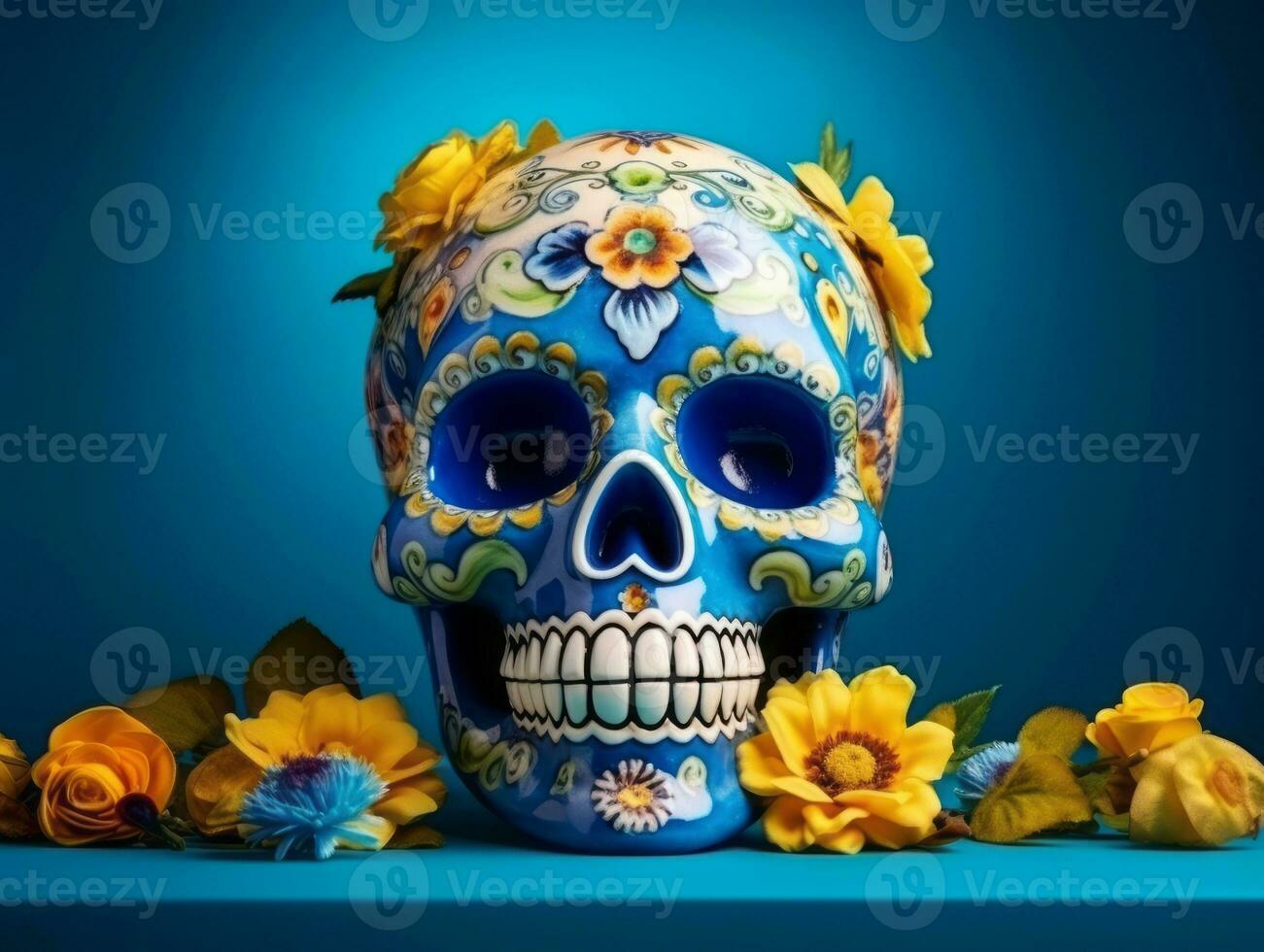 día de el muerto composición con Copiar espacio ai generativo foto