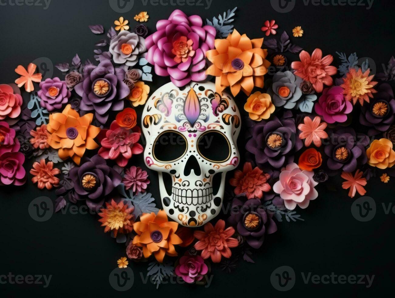 Day of the Dead composition with copy space AI Generative photo