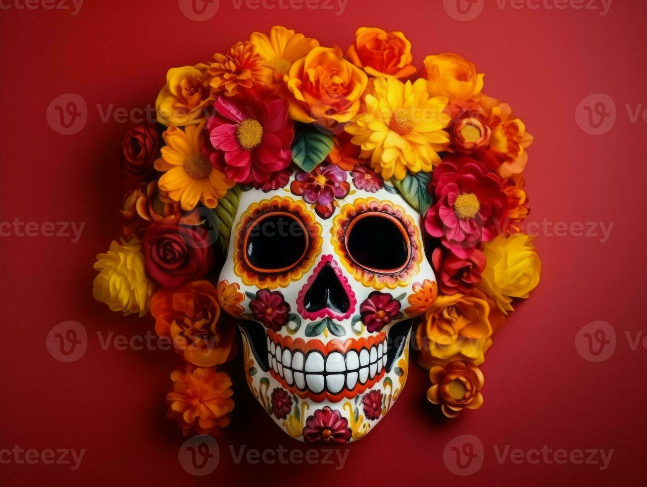 Day of the Dead composition with copy space AI Generative photo