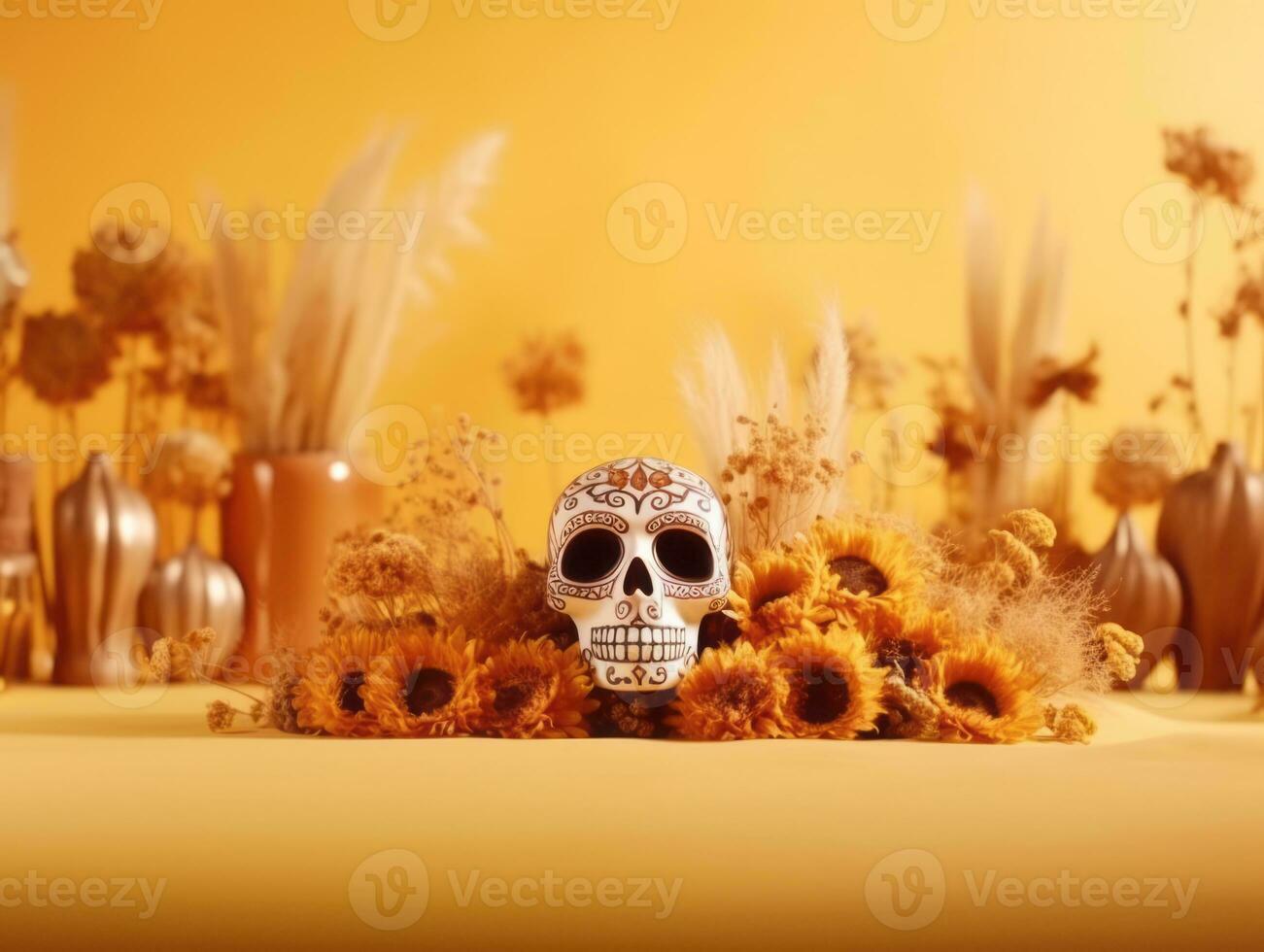 Day of the Dead composition with copy space AI Generative photo