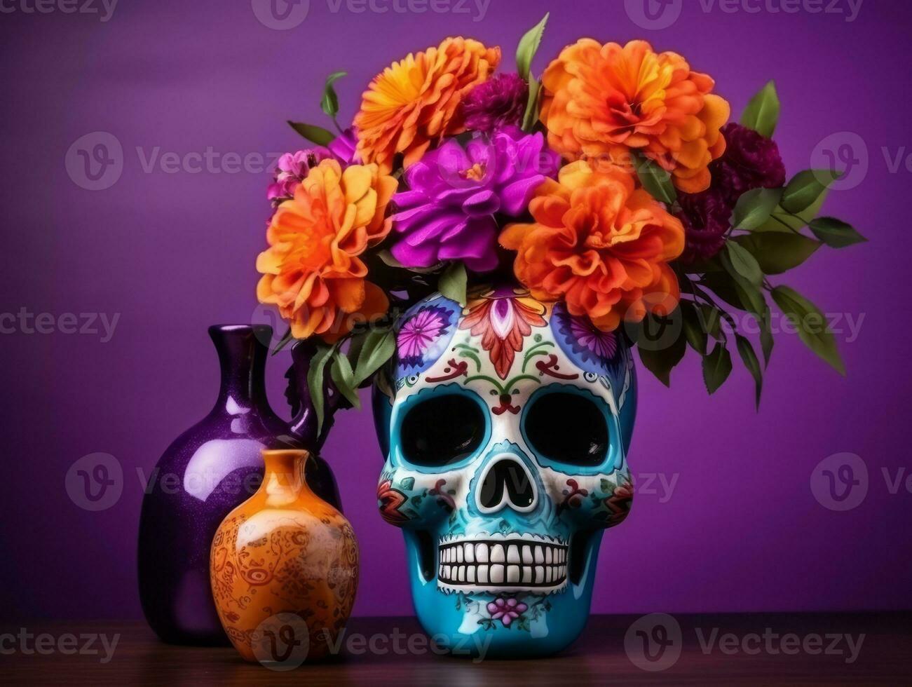 Day of the Dead composition with copy space AI Generative photo