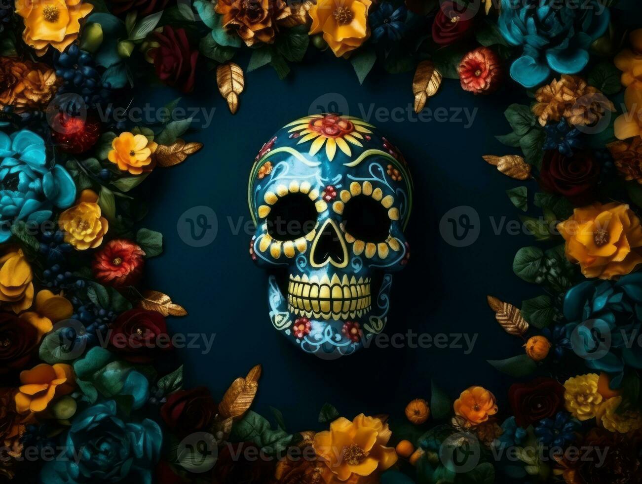 Day of the Dead composition with copy space AI Generative photo
