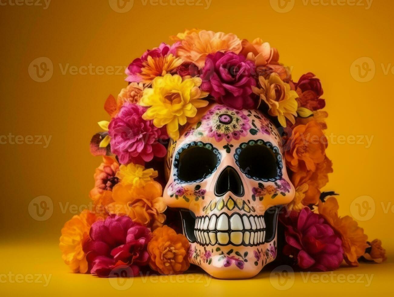 Day of the Dead composition with copy space AI Generative photo