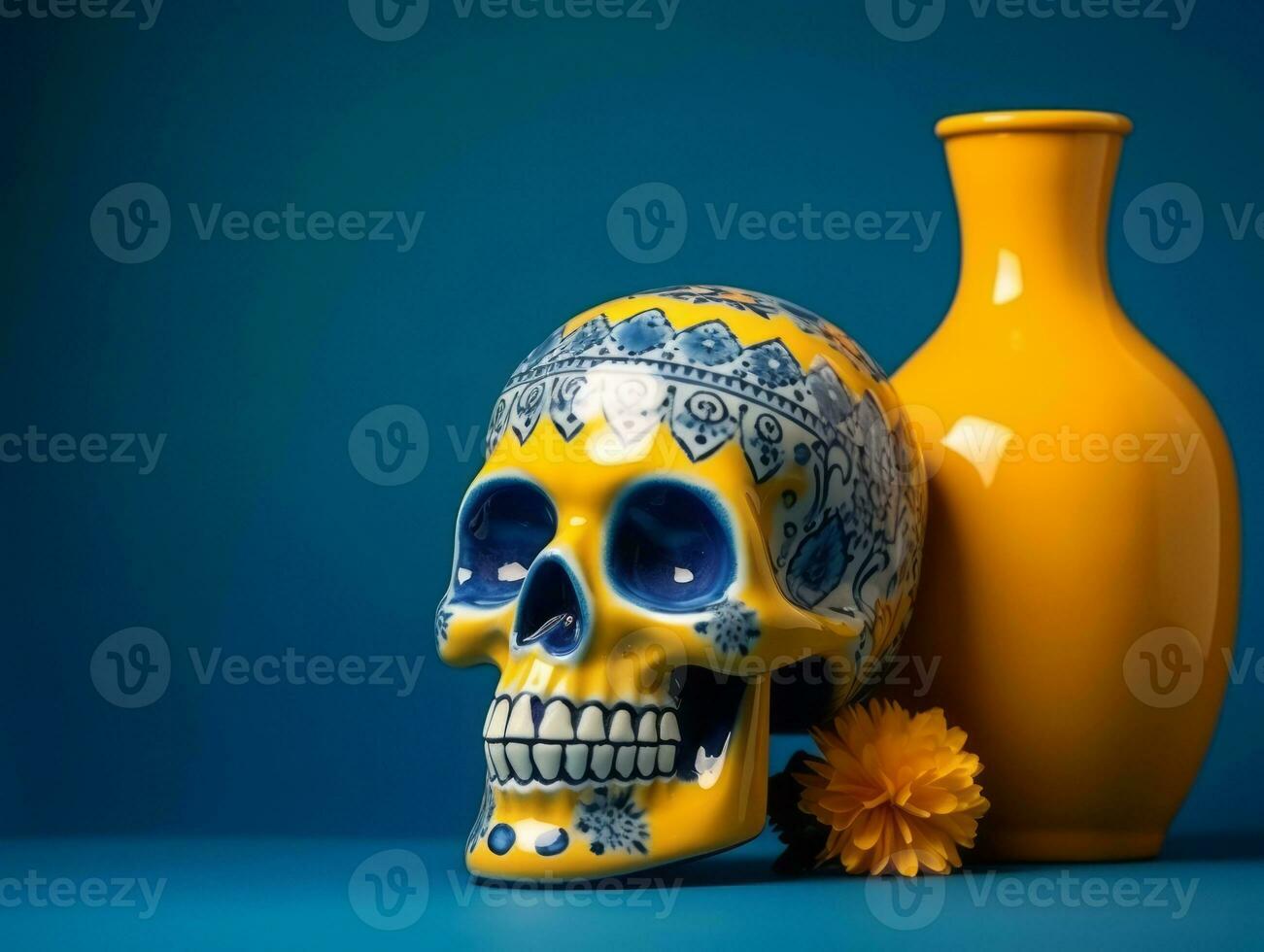 día de el muerto composición con Copiar espacio ai generativo foto