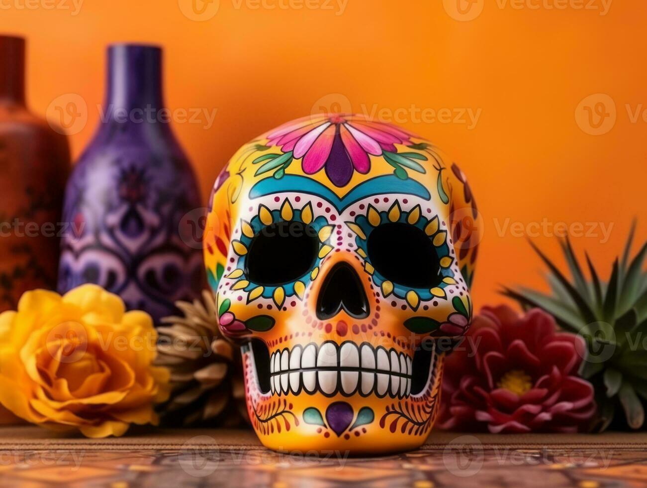 Day of the Dead composition with copy space AI Generative photo