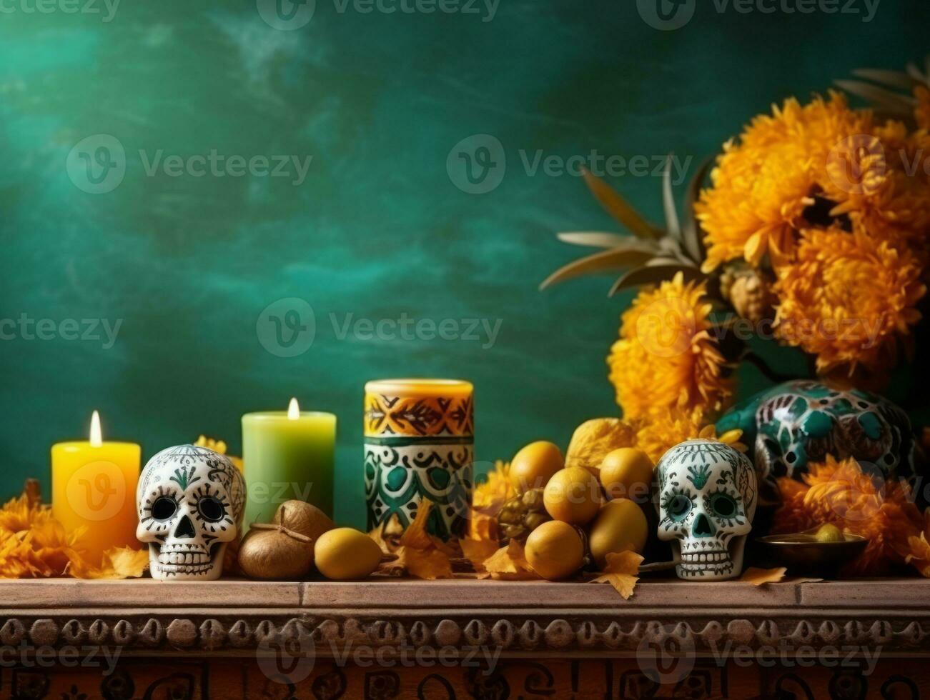 Day of the Dead composition with copy space AI Generative photo