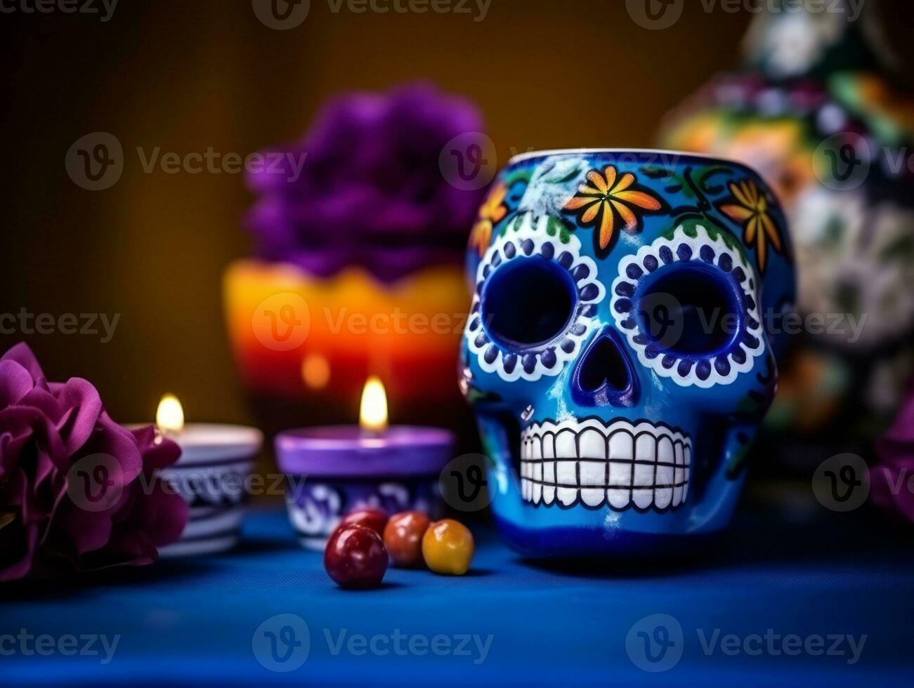 Day of the Dead composition with copy space AI Generative photo