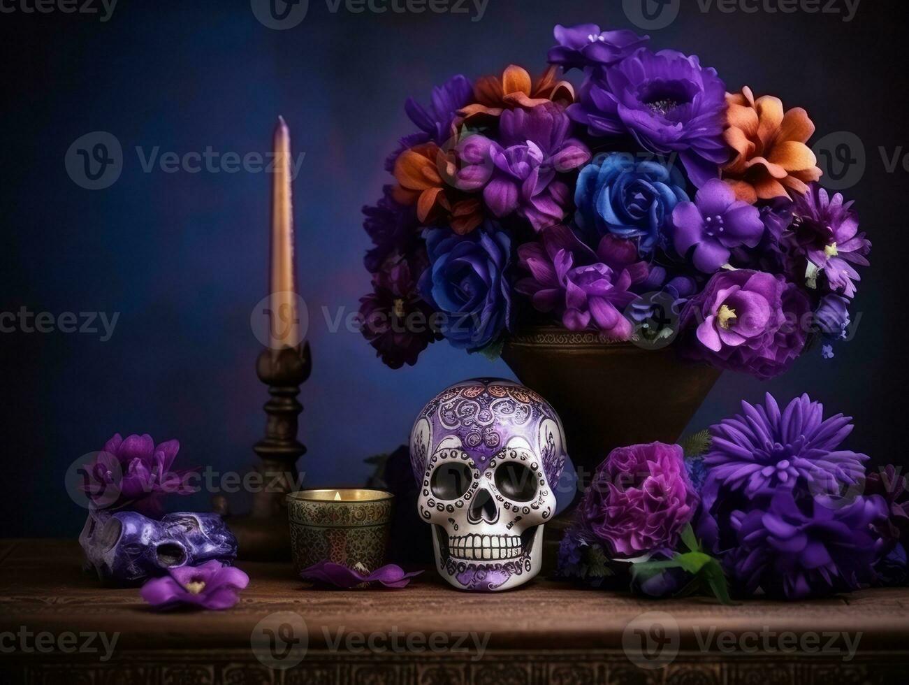Day of the Dead composition with copy space AI Generative photo