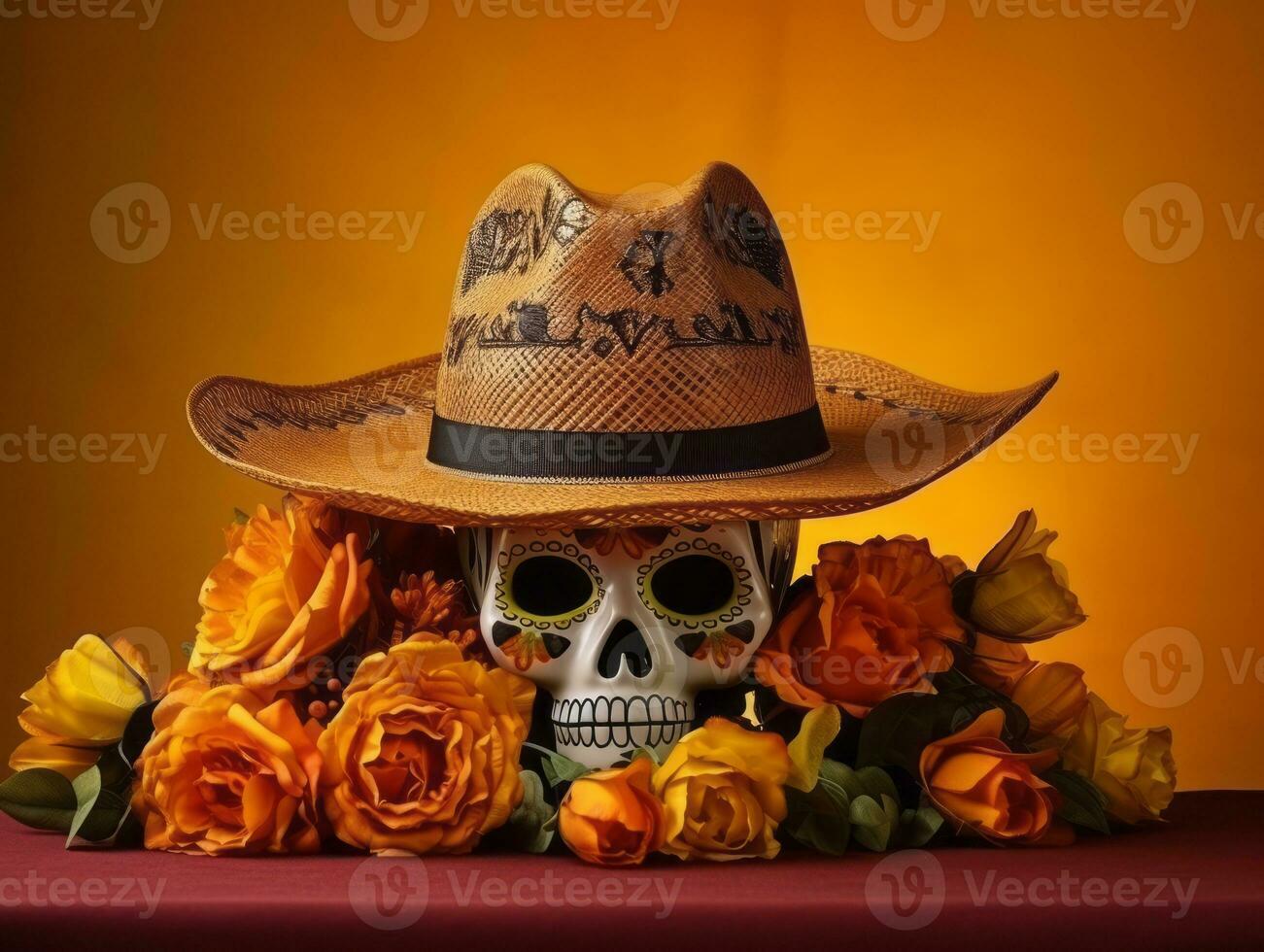 Day of the Dead composition with copy space AI Generative photo