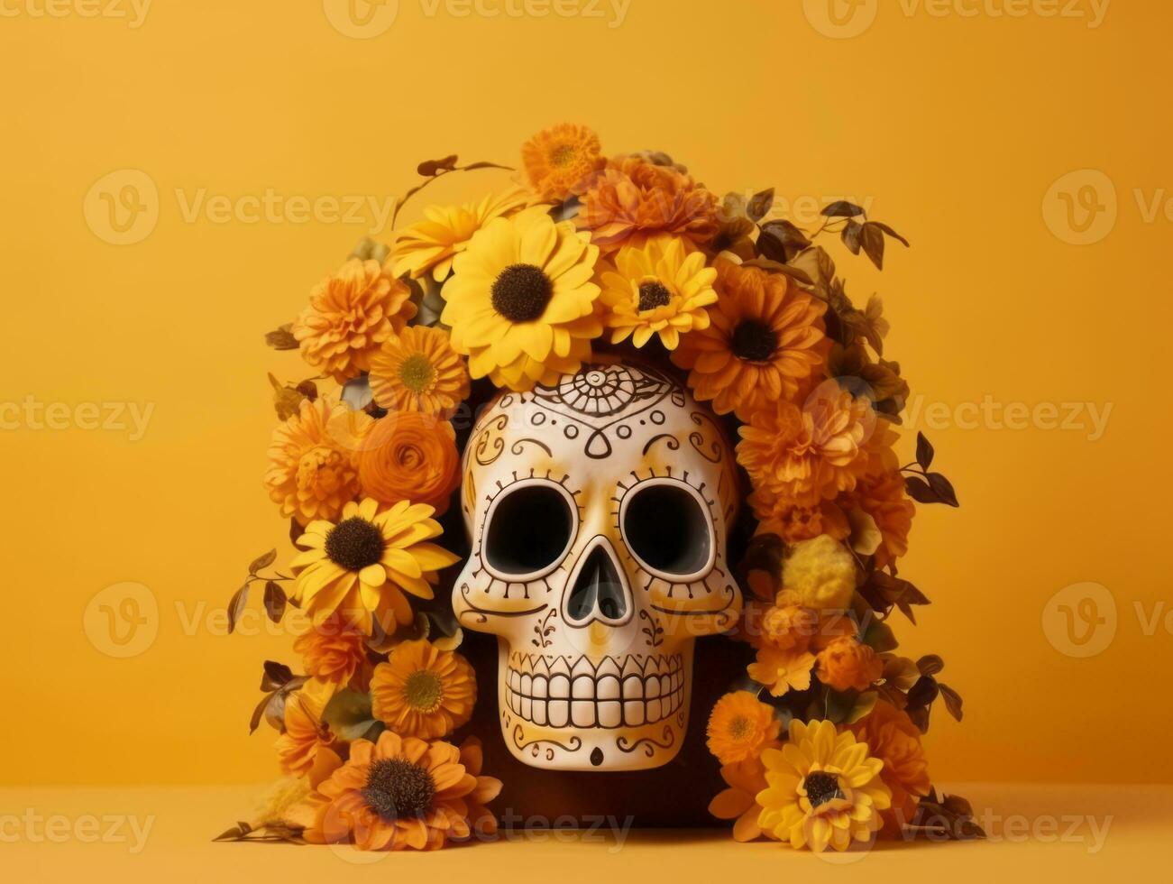 Day of the Dead composition with copy space AI Generative photo