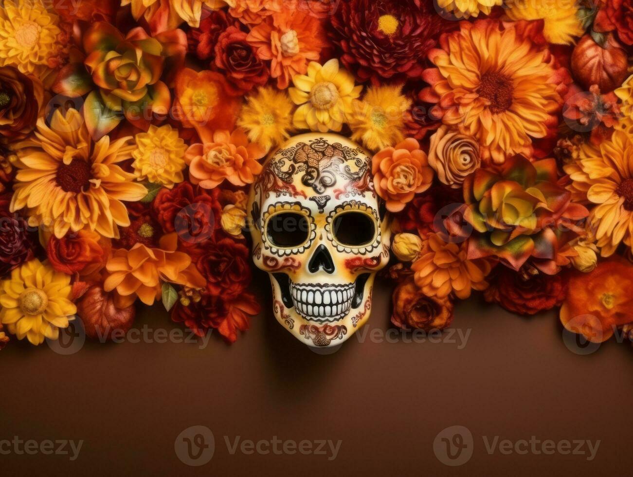 Day of the Dead composition with copy space AI Generative photo