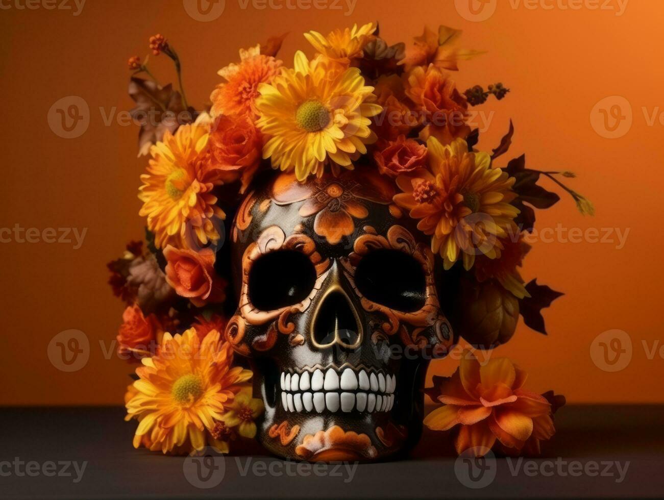 Day of the Dead composition with copy space AI Generative photo