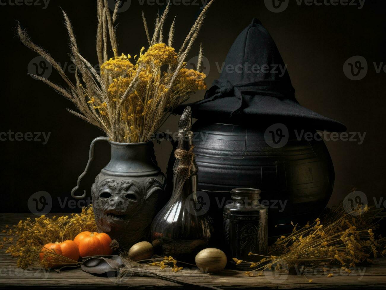 Halloween composition AI Generative photo
