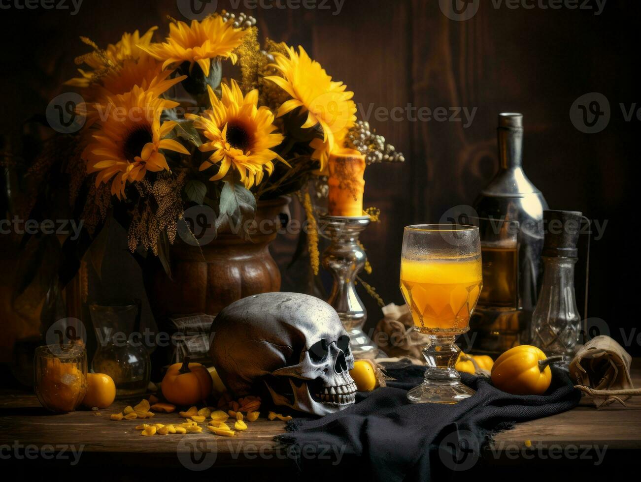 Halloween composition AI Generative photo