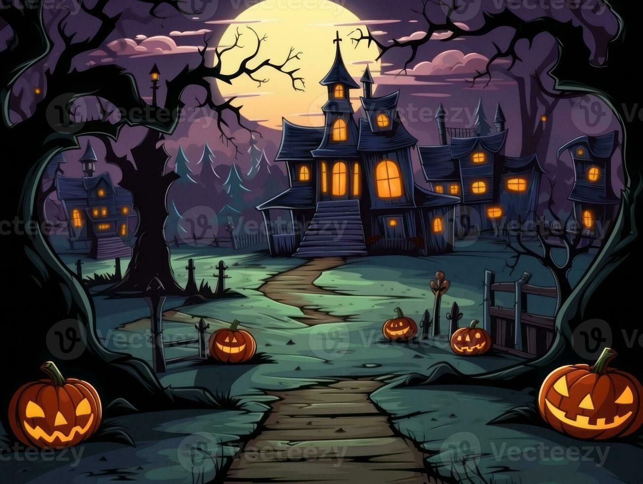 Halloween composition AI Generative photo