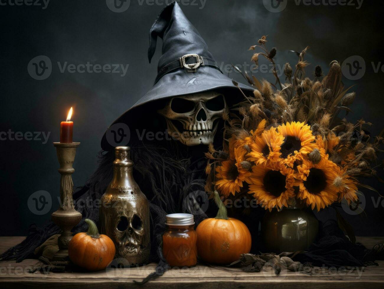 Halloween composition AI Generative photo