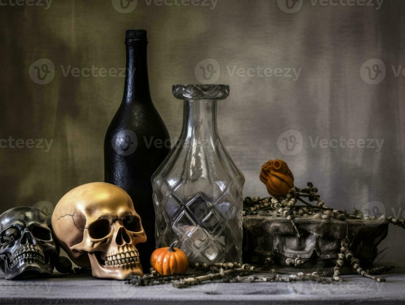 Halloween composition AI Generative photo