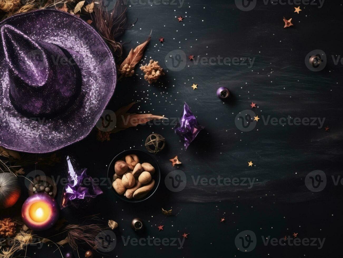 Halloween composition with copy space AI Generative photo