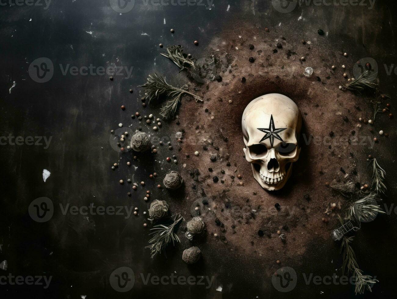Halloween composition with copy space AI Generative photo