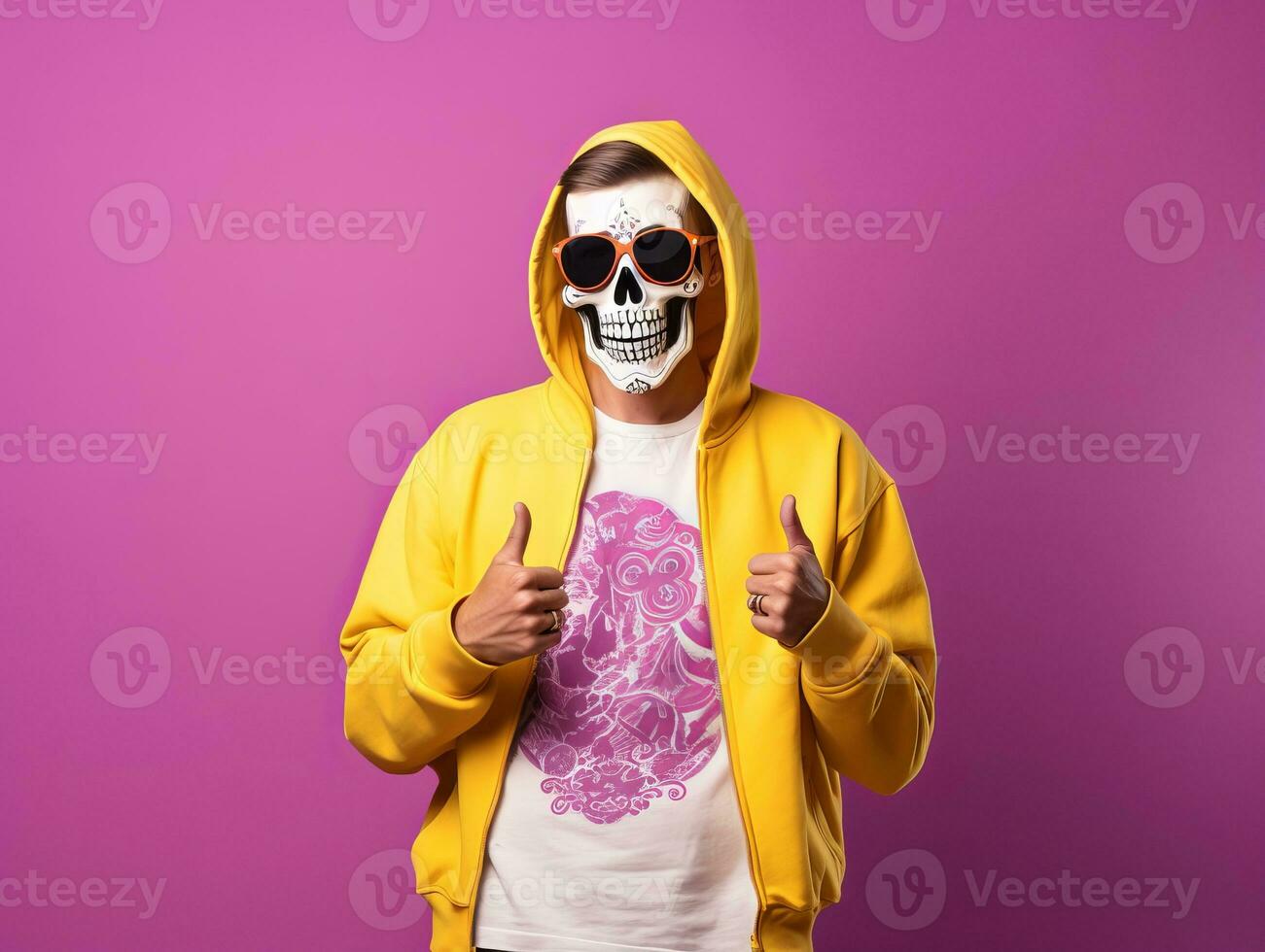 Man in a Halloween costume with a playful pose AI Generative photo