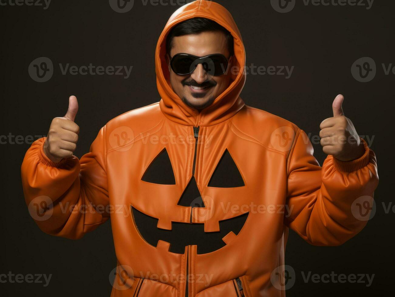 Man in a Halloween costume with a playful pose AI Generative photo