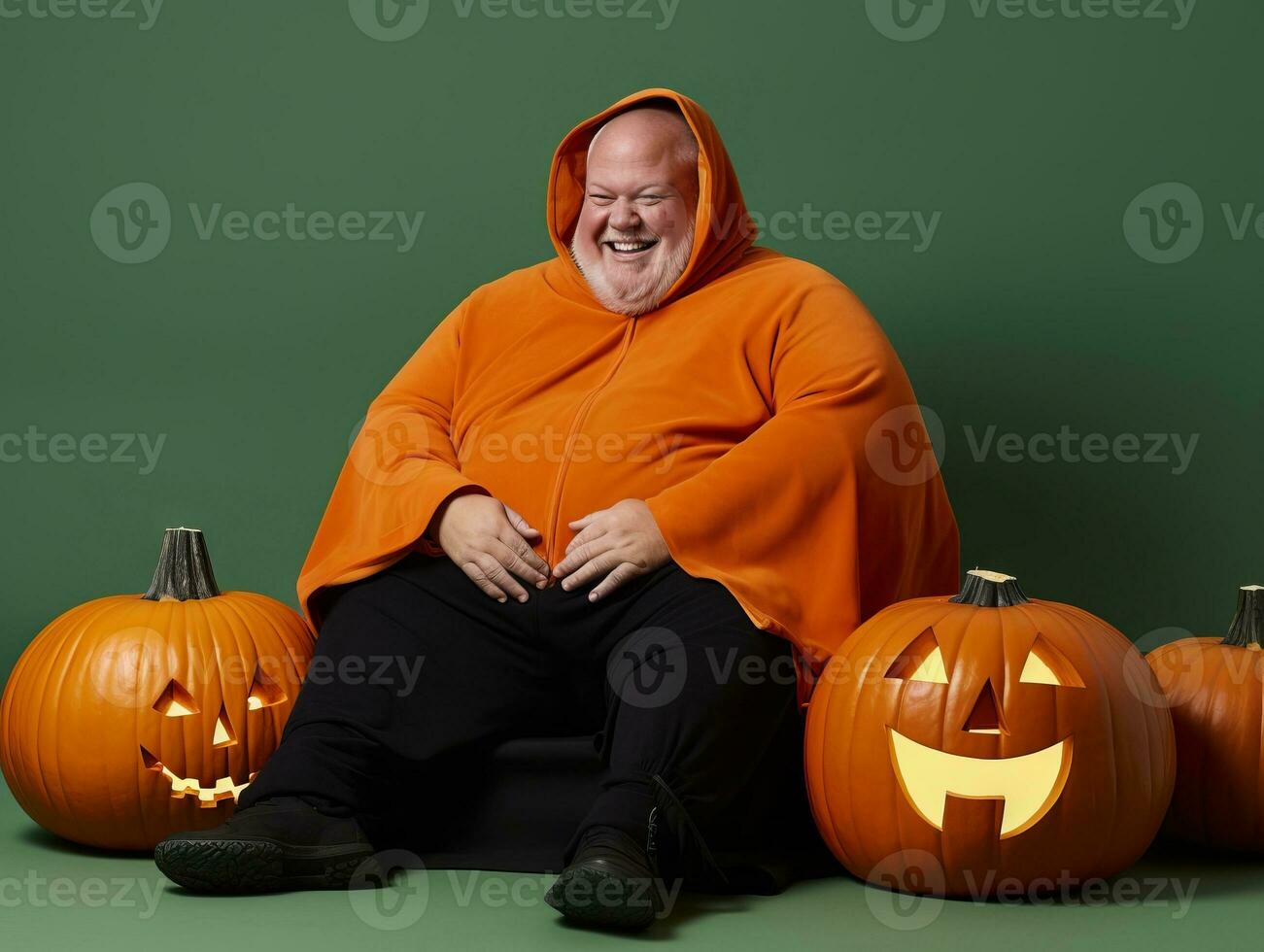 Man in a Halloween costume with a playful pose AI Generative photo