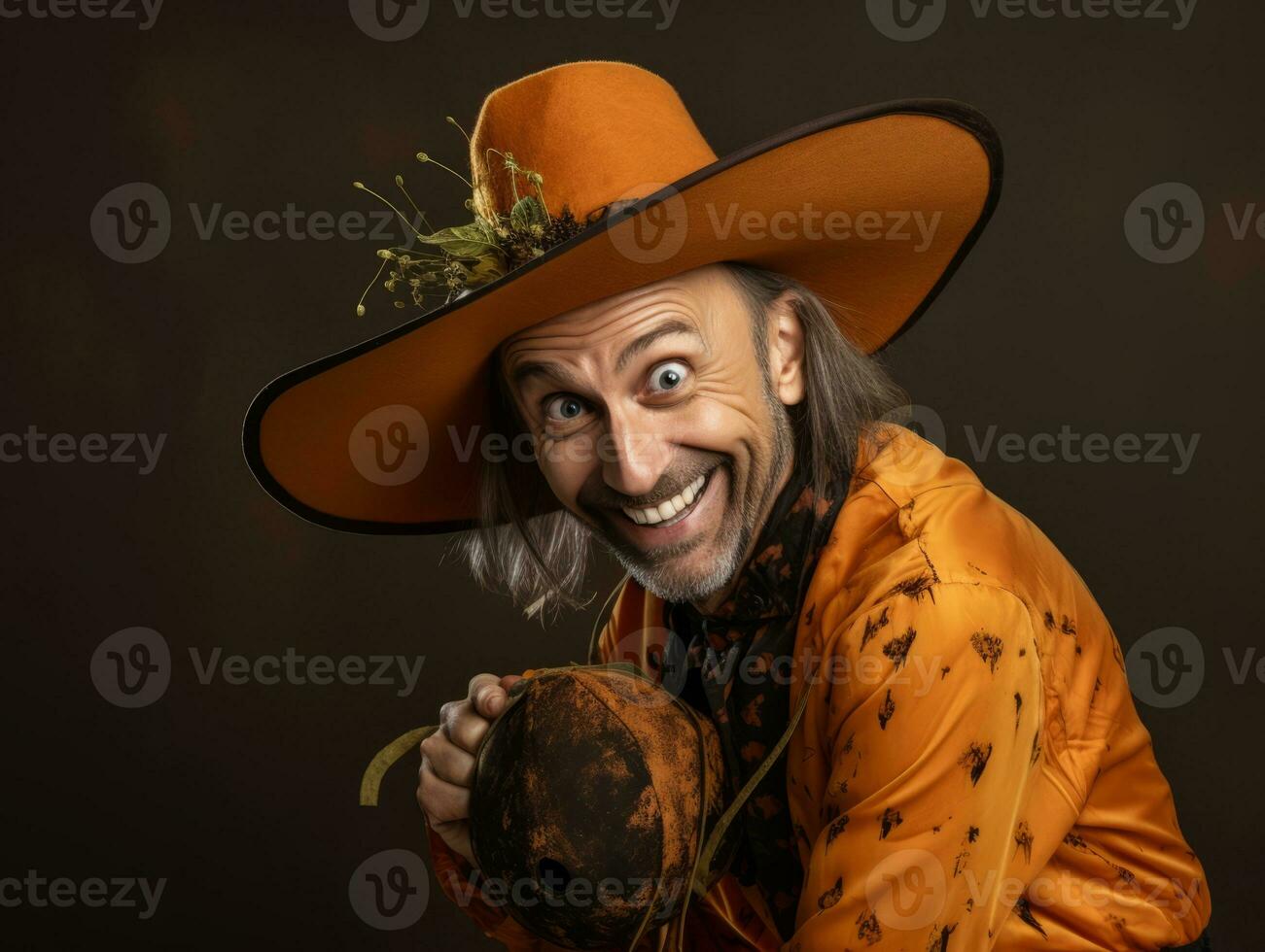 Man in a Halloween costume with a playful pose AI Generative photo