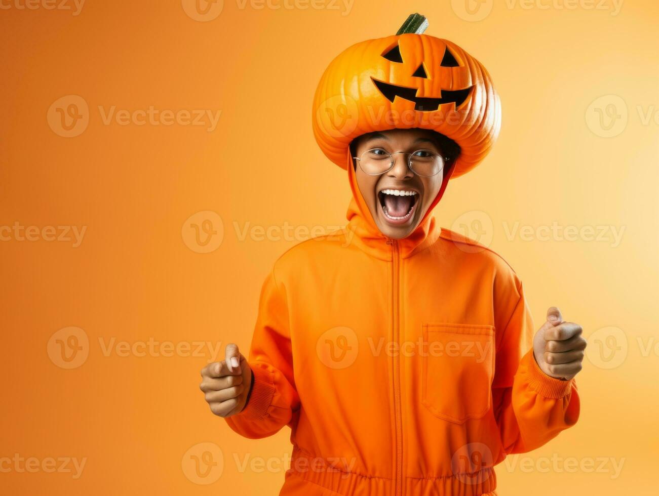 Man in a Halloween costume with a playful pose AI Generative photo