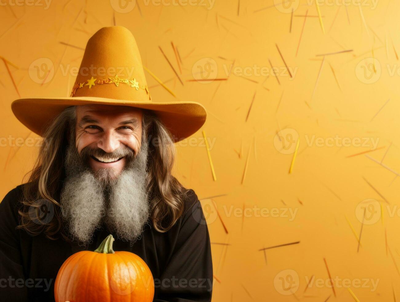 Man in a Halloween costume with a playful pose AI Generative photo