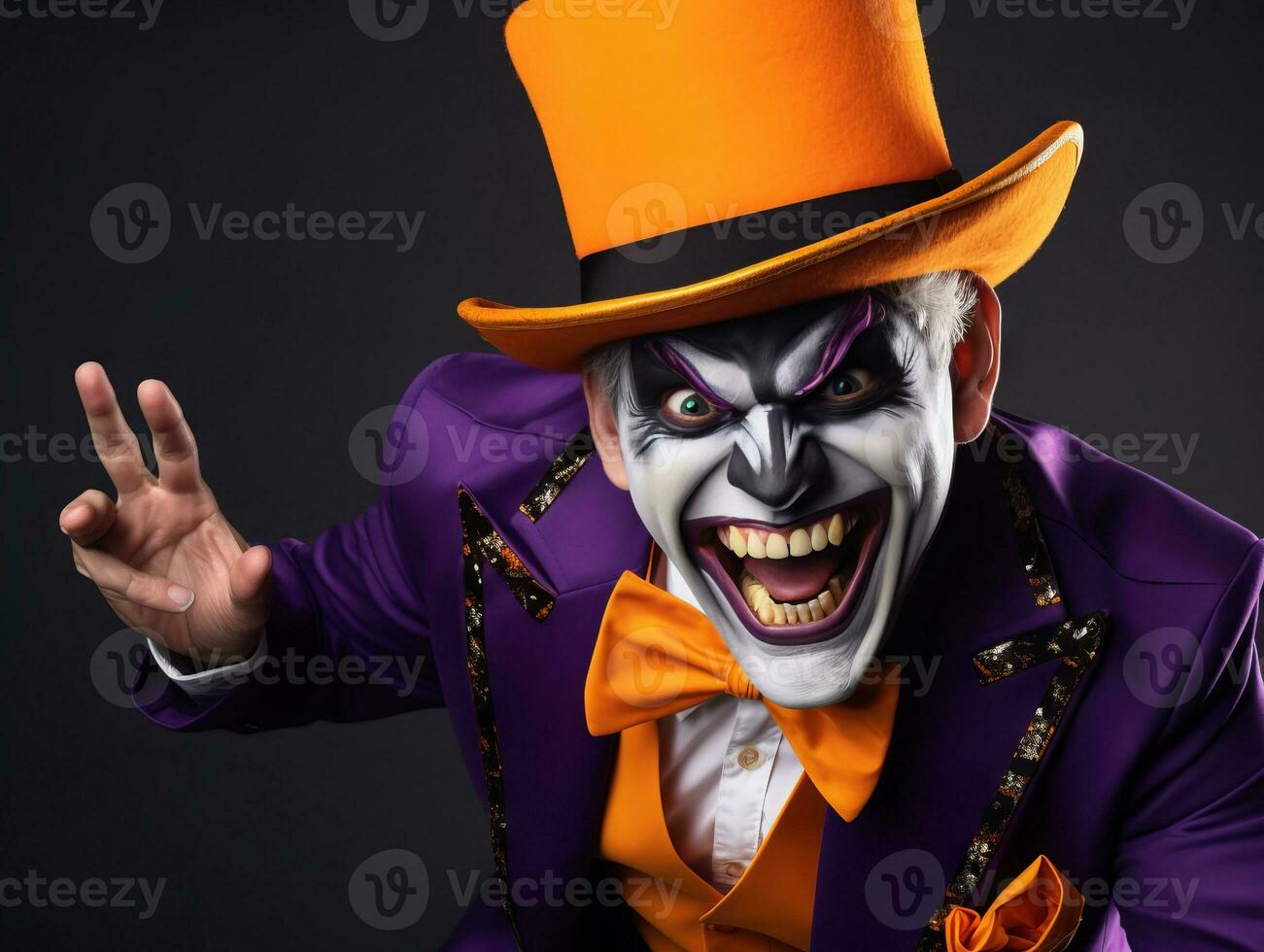 Man in a Halloween costume with a playful pose AI Generative photo